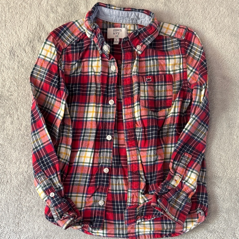 crown & ivy Multicolor Plaid Button Down Shirt